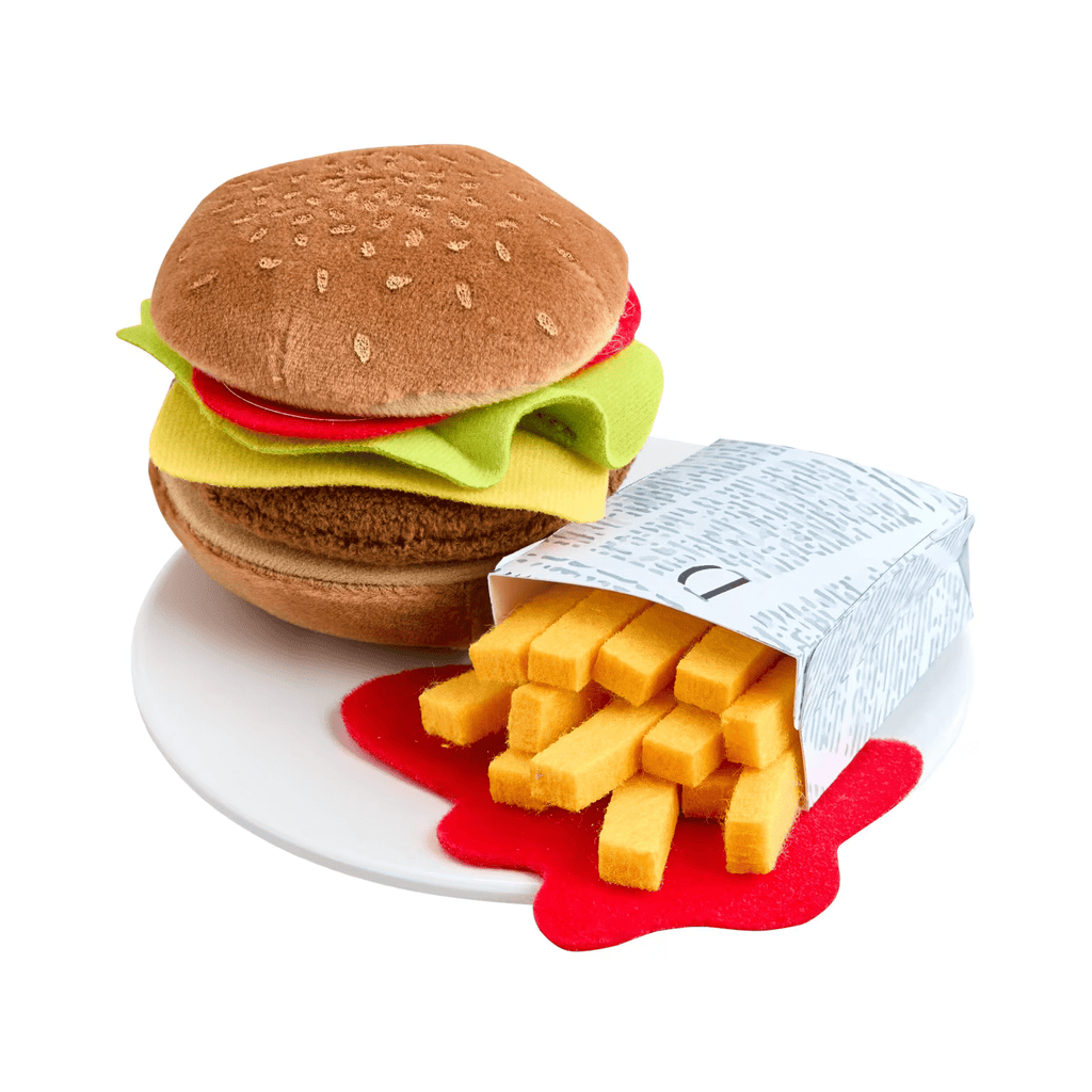 Spielzeuglebensmittel aus dem Haba Set Kochbox Burger und Pommes