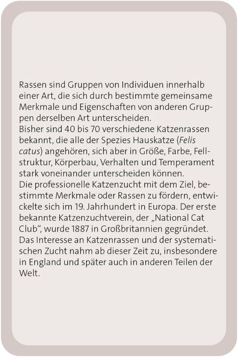 Katzen Quiz Rassen Verhalten Geschichte Kartenset