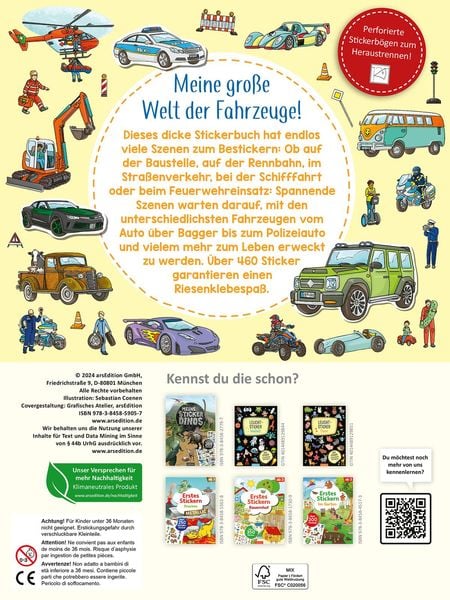 Das superdicke Stickerheft – Fahrzeuge - Ars Edition