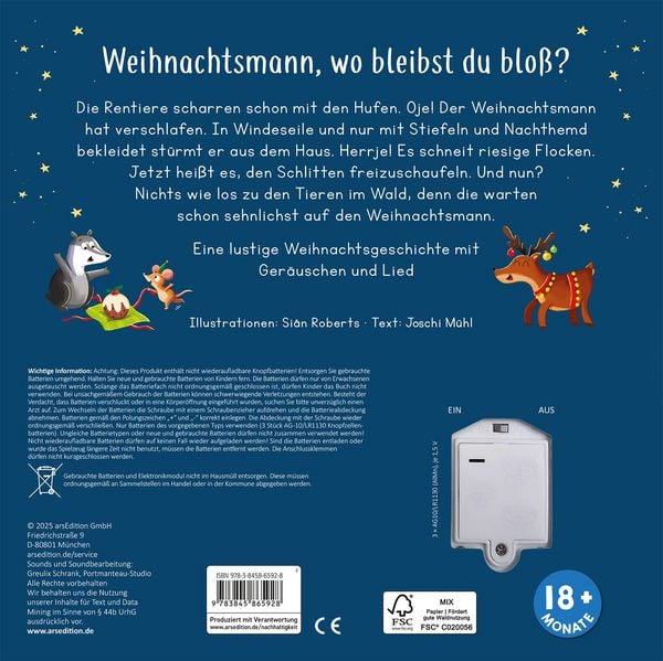 Weihnachts-Soundbuch mit 5 Geräuschen und Weihnachtslied
