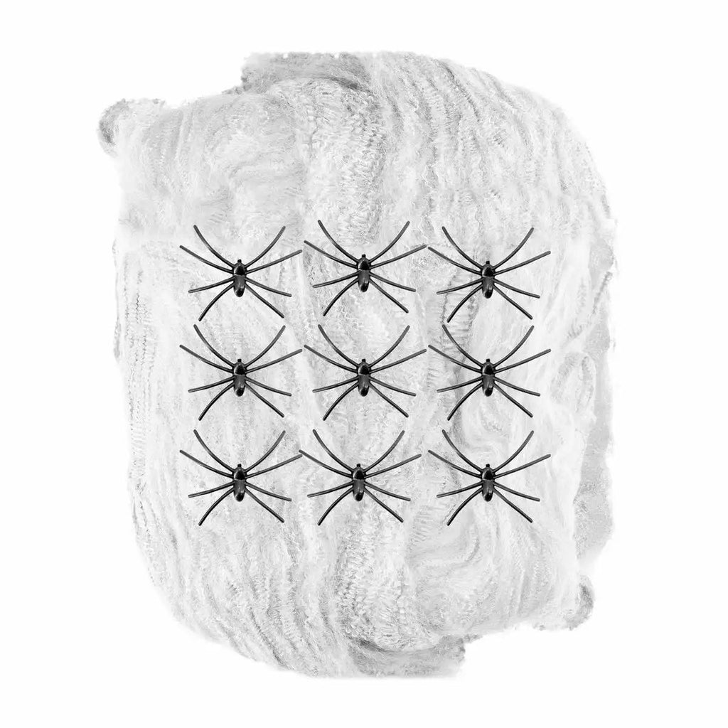 Widmann Spinnennetz 200 g weiß inkl. 9 schwarze Spinnen
