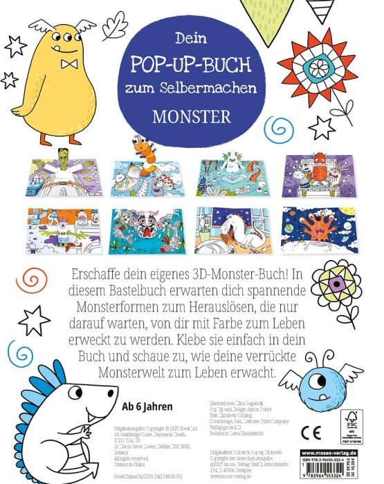 Pop‑Up‑Buch Monster Bastelbuch Kinder ab 6 Jahren