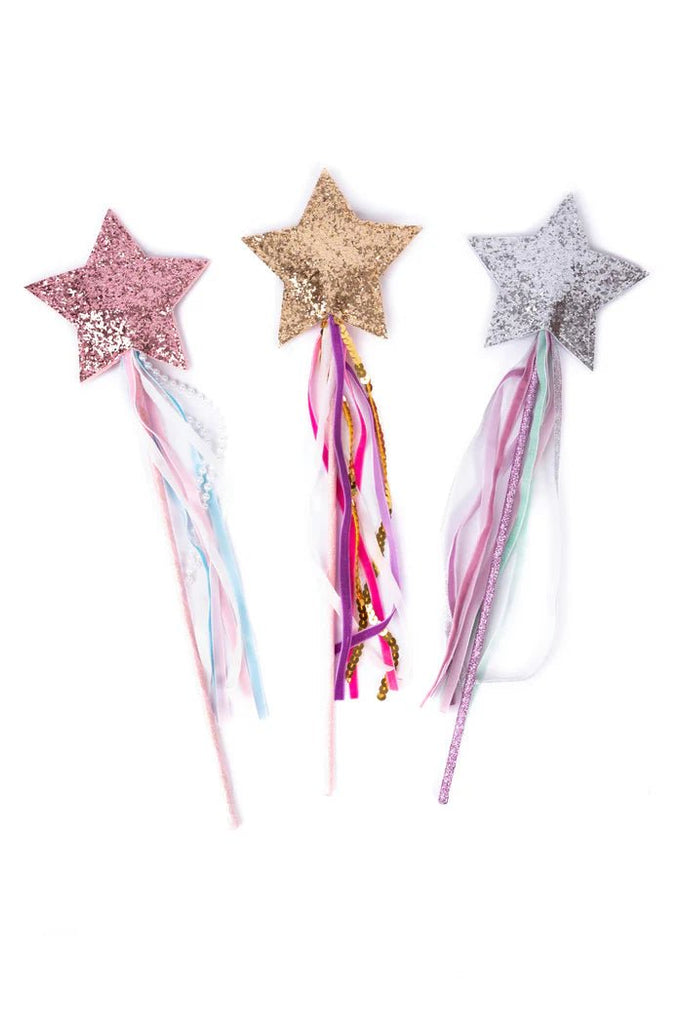 Zauberstab Stern Deluxe Kinder Glitzerbänder sortierte Farben