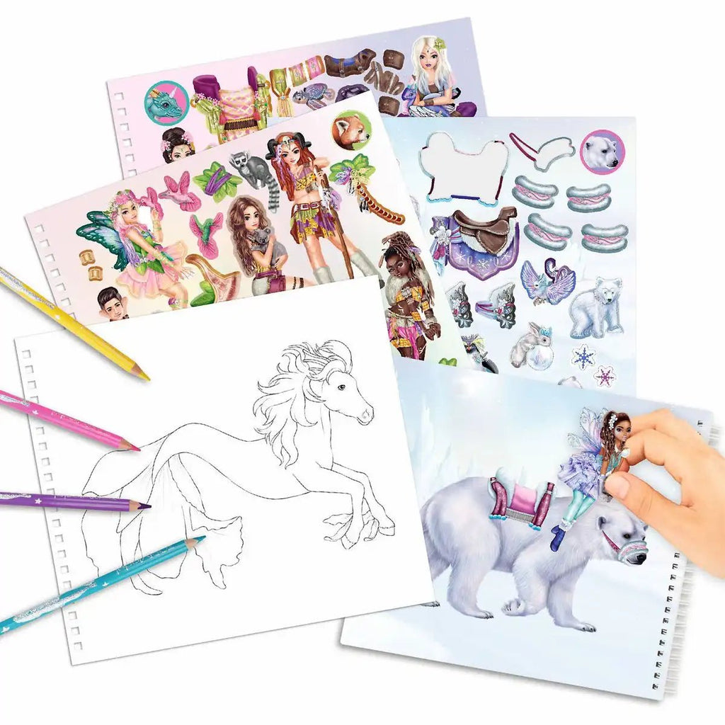 Spiralgebundenes Mal‑& Stickerbuch TOPModel Iceworld