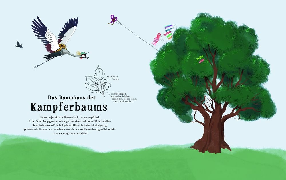 Fantasie-Bilderbuch Baumhäuser weltweit mit Prägung im Hardcover