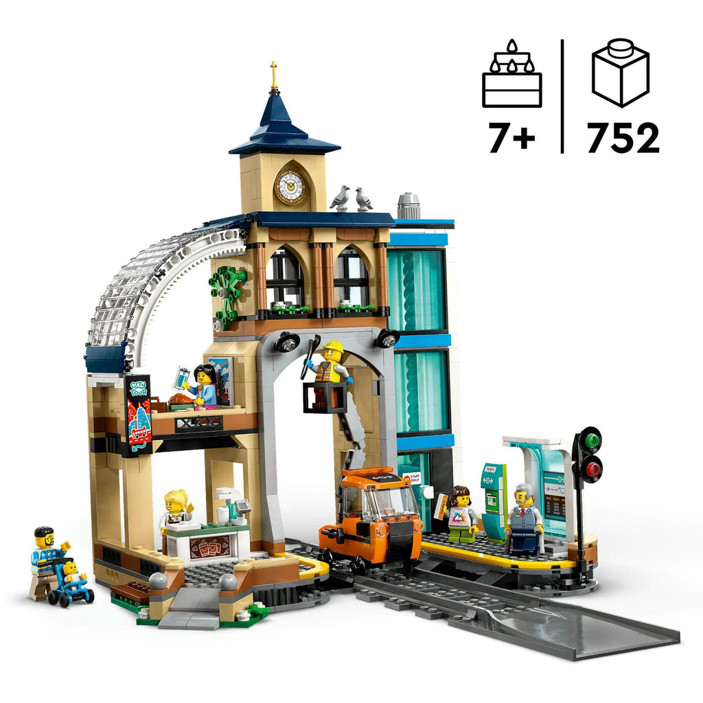 LEGO 60469 City Hauptbahnhof mit Aufzug, Café & Figuren