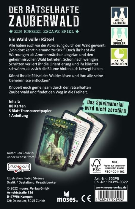Escape-Spiel Zauberwald ab 12 Jahren mit 17 Rätseln und Transparentpapieren