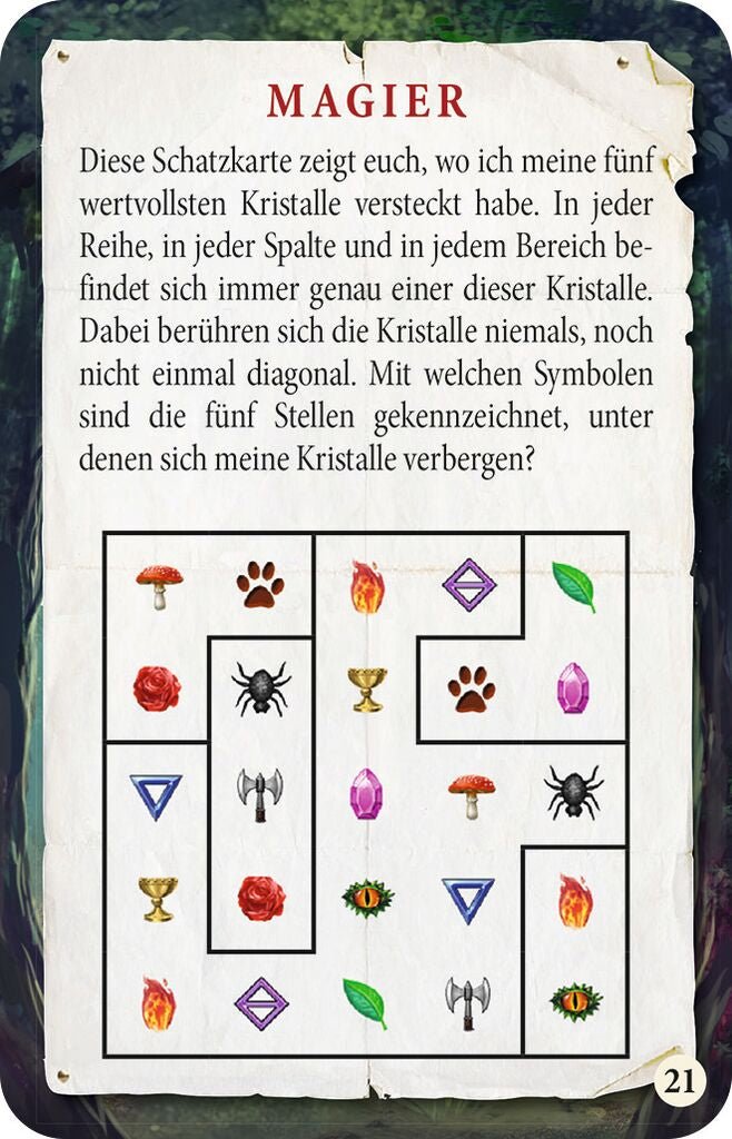 Escape-Spiel Zauberwald ab 12 Jahren mit 17 Rätseln und Transparentpapieren