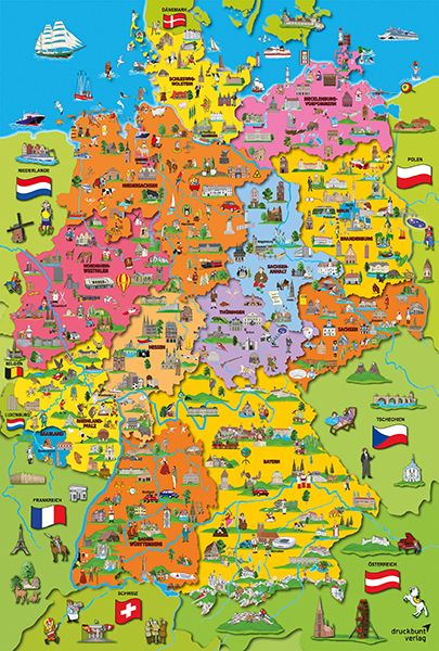 Deutschlandkarte Puzzle für Kinder – 200 Teile Lernpuzzle mit Bildern ab 8 Jahren