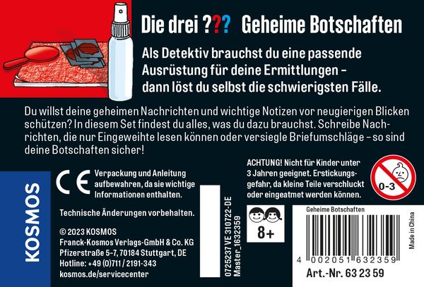 Die drei ???, Geheime Botschaften, Detektiv - Set - Kosmos