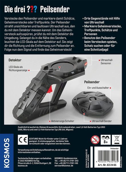 Die drei ???, Peilsender, Ultraschall - Detektor mit Sender - Kosmos