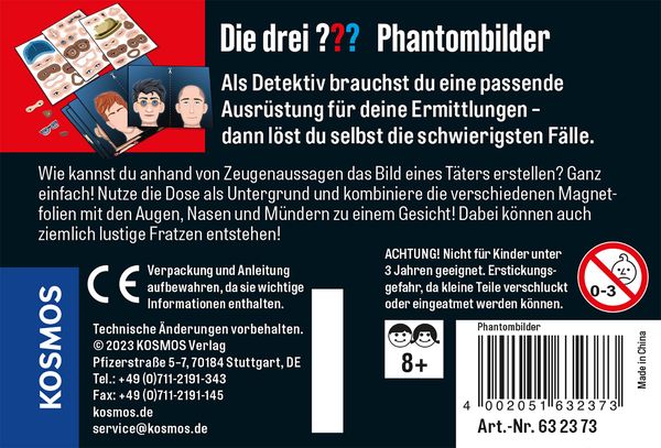 Die drei ???, Phantombilder, Detektiv - Set, Metalldose - Kosmos