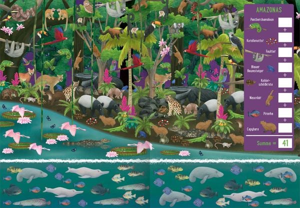 Zählbuch für Kinder – Tiere in Savanne, Dschungel und Meer
