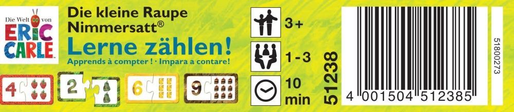 Raupe Nimmersatt Zählspiel in Metalldose – Lernspiel ab 3 Jahren unterwegs