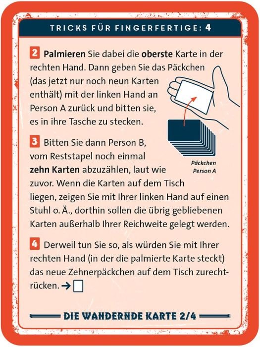 Trickkarten aus Magische Welt der Kartentricks mit bebilderten Anleitungen für Kartentricks.
