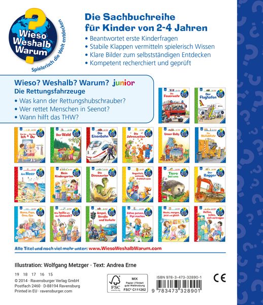 Die Rettungsfahrzeuge / Wieso? Weshalb? Warum? Junior Bd. 23 - Ravensburger