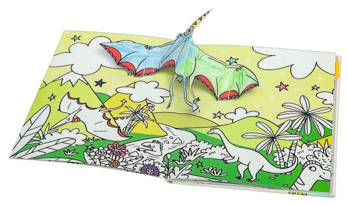 Dinosaurier Pop-Up Projekt für Kinder auf weissen Hintergrund
