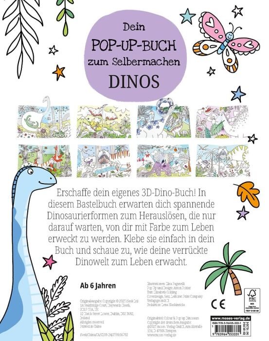 Rückseite Dino Pop-Up-Buch zum Selbermachen für Kinder ab 6 Jahren
