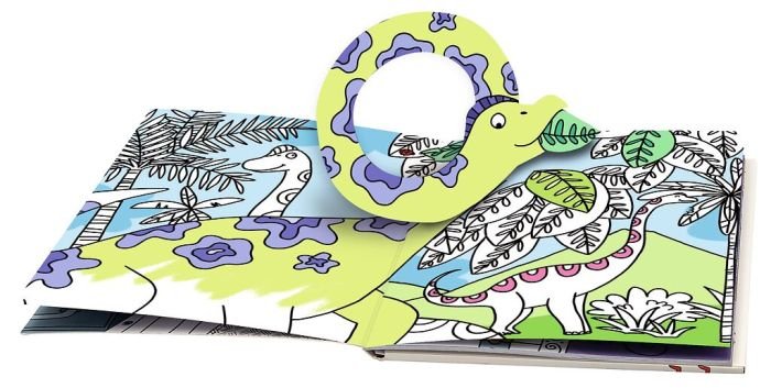 Dinosaurier Pop-Up Projekt für Kinder auf weissen Hintergrund
