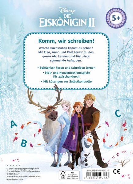 Vorschulheft Frozen 2 mit Anna Elsa Olaf Lesen Schreiben
