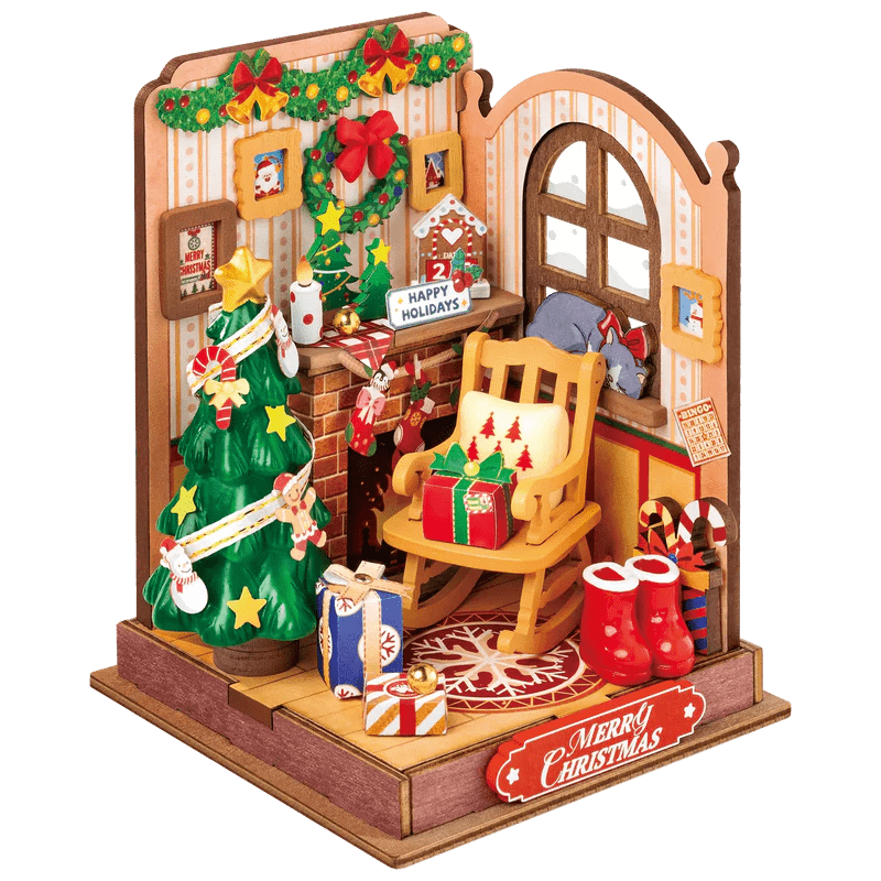 Rolife Christmas Fireplace DS041 DIY Kamin Miniatur im Weihnachtsstil
