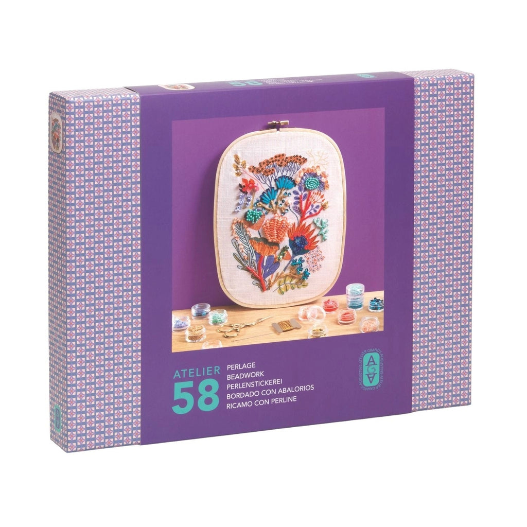 Djeco Atelier 58 Perlenstickerei Blumen DIY-Set für Erwachsene

