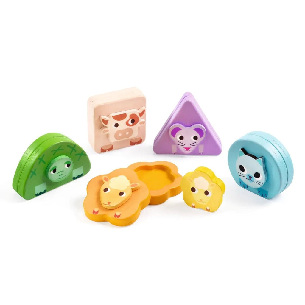 Djeco Holzspiel Kimami Farm mit 5 magnetischen Tieren
