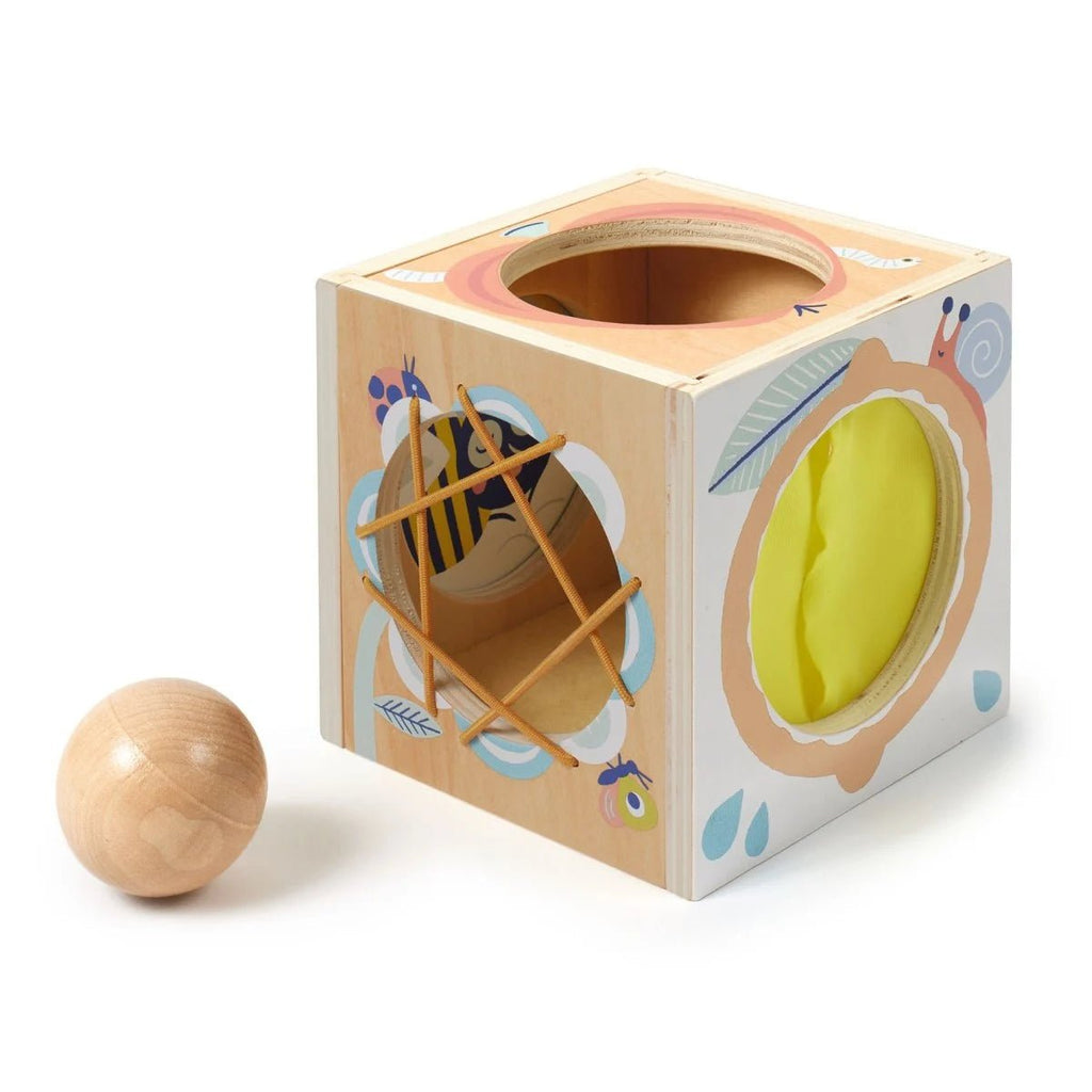 Djeco BabyBox Holz-Versteckspiel für Babys ab 10 Monaten in Pastellfarben
