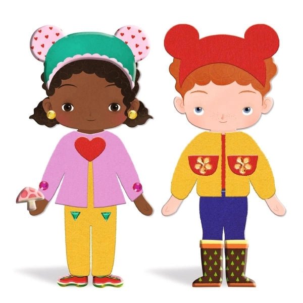 Djeco Anziehpüppchen – Bastelset mit Filz, Stickern und Strass
