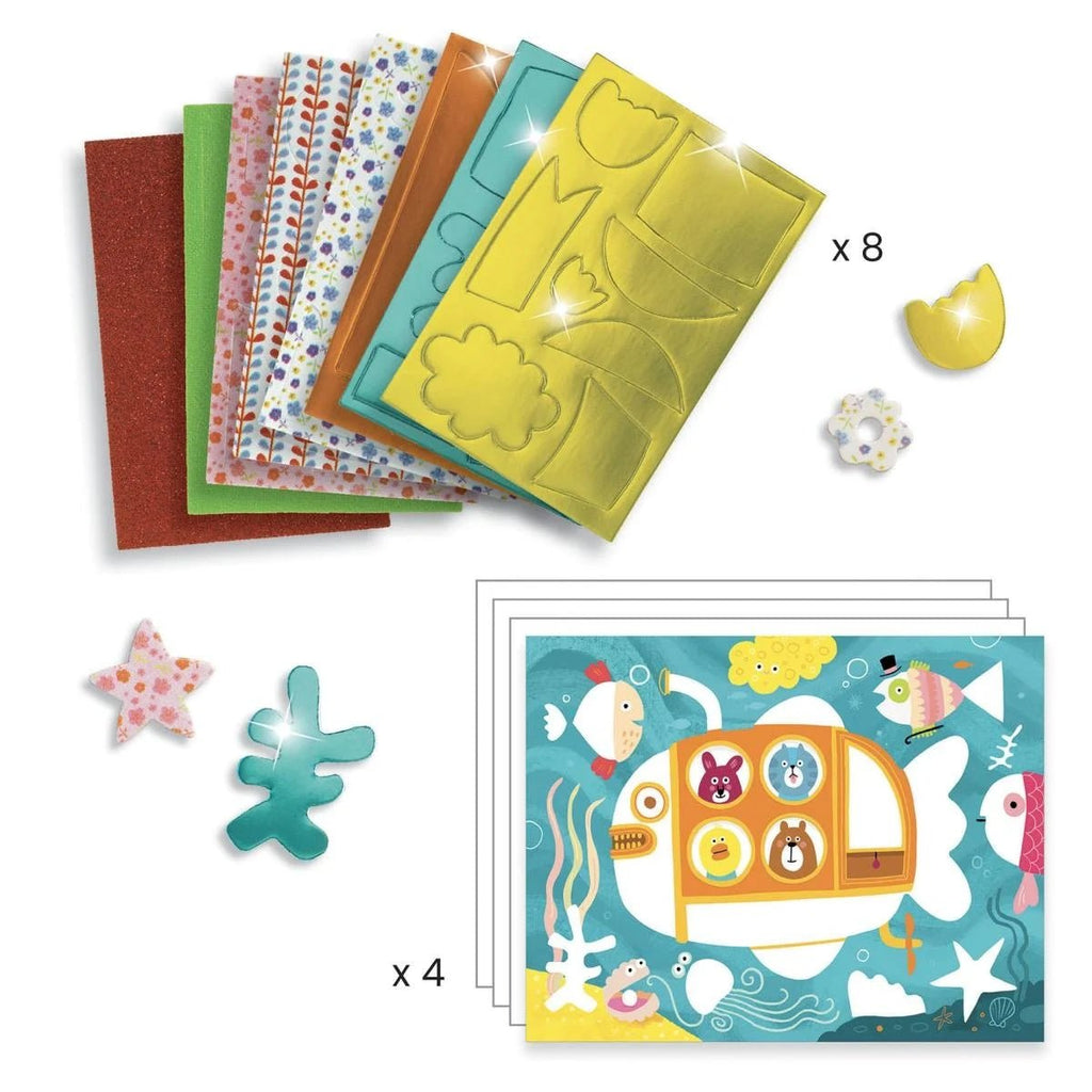 Djeco Bastelset Collage Mein Schaumparadies mit Glitzerstickern
