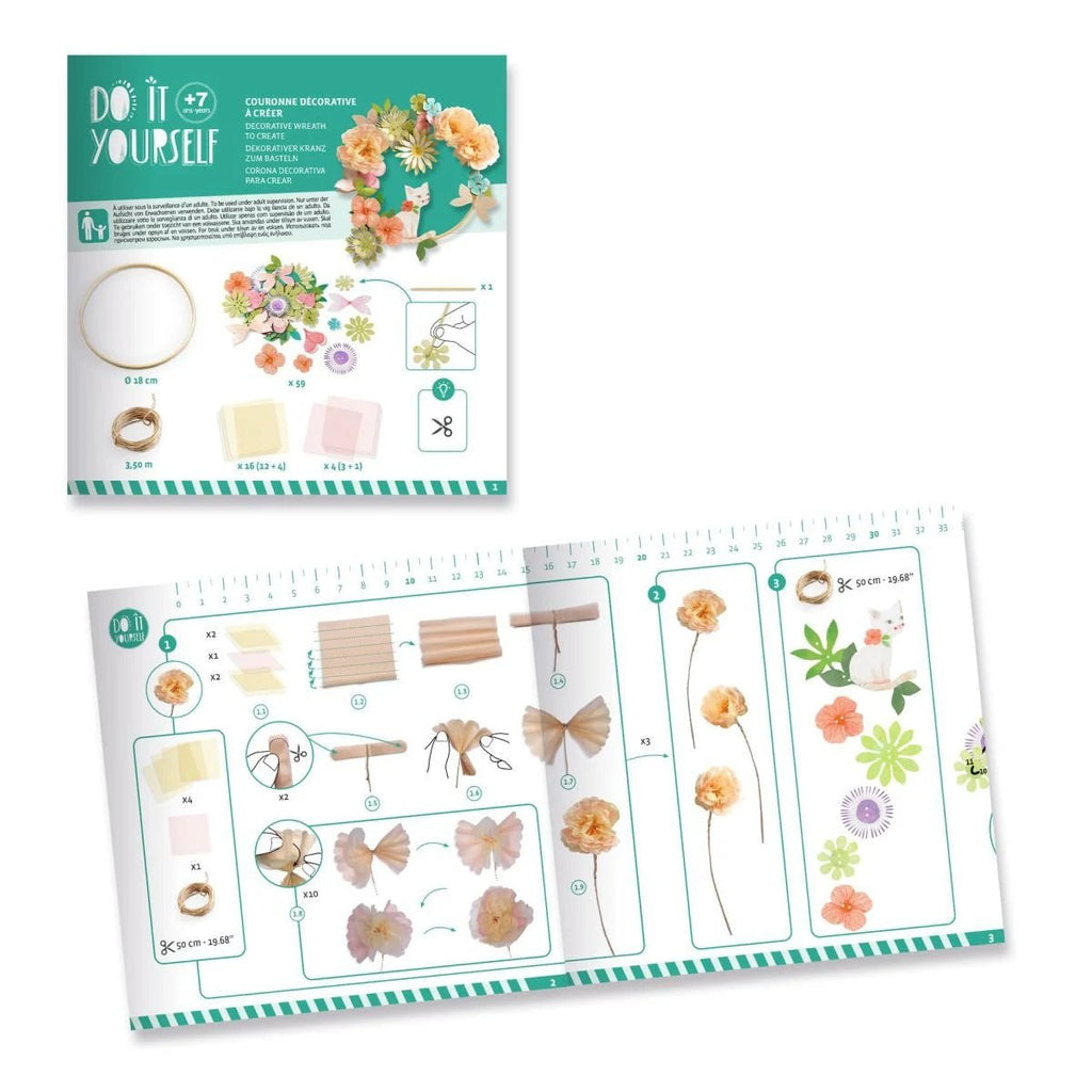 DIY-Blumenkranz Bastelset ab 7 Jahren mit Seidenblumen & Bambusring