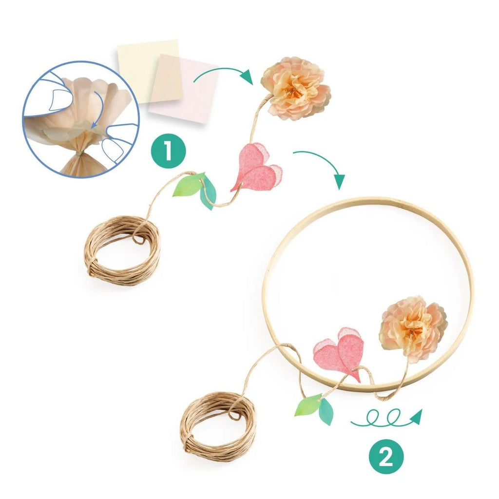 DIY-Blumenkranz Bastelset ab 7 Jahren mit Seidenblumen & Bambusring