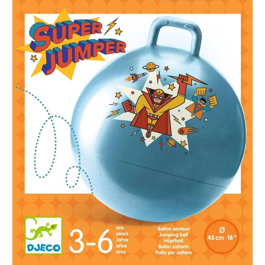 Hüpfball Kinder – Djeco Super Jumper mit Superhelden-Design
