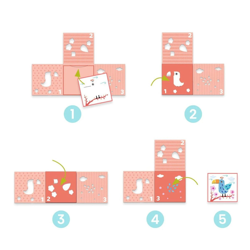 Djeco Schablonen Mal-Set – Bastelset mit Ausmalvorlagen
