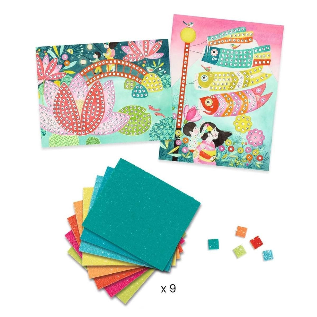 Djeco Mosaike Kioto Glitzer Sticker Bastelset für Kinder
