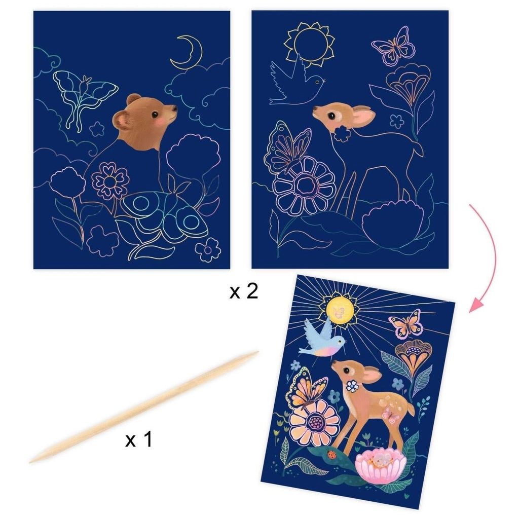 Bastelmaterialien und Anleitung aus dem Djeco Waldtiere Set
