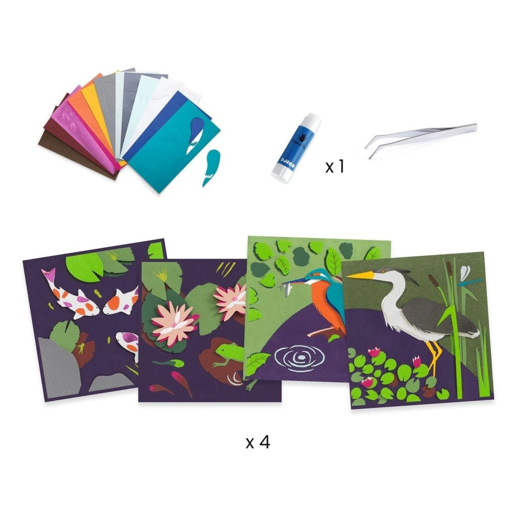 Kreativset Djeco Am See – Basteln mit Schaumstoffklebern und Leim
