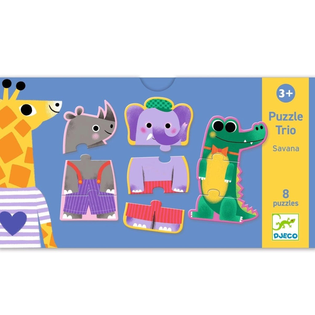 Djeco Puzzle Trio Savanne – Lernspiel für Kinder ab 3 Jahren
