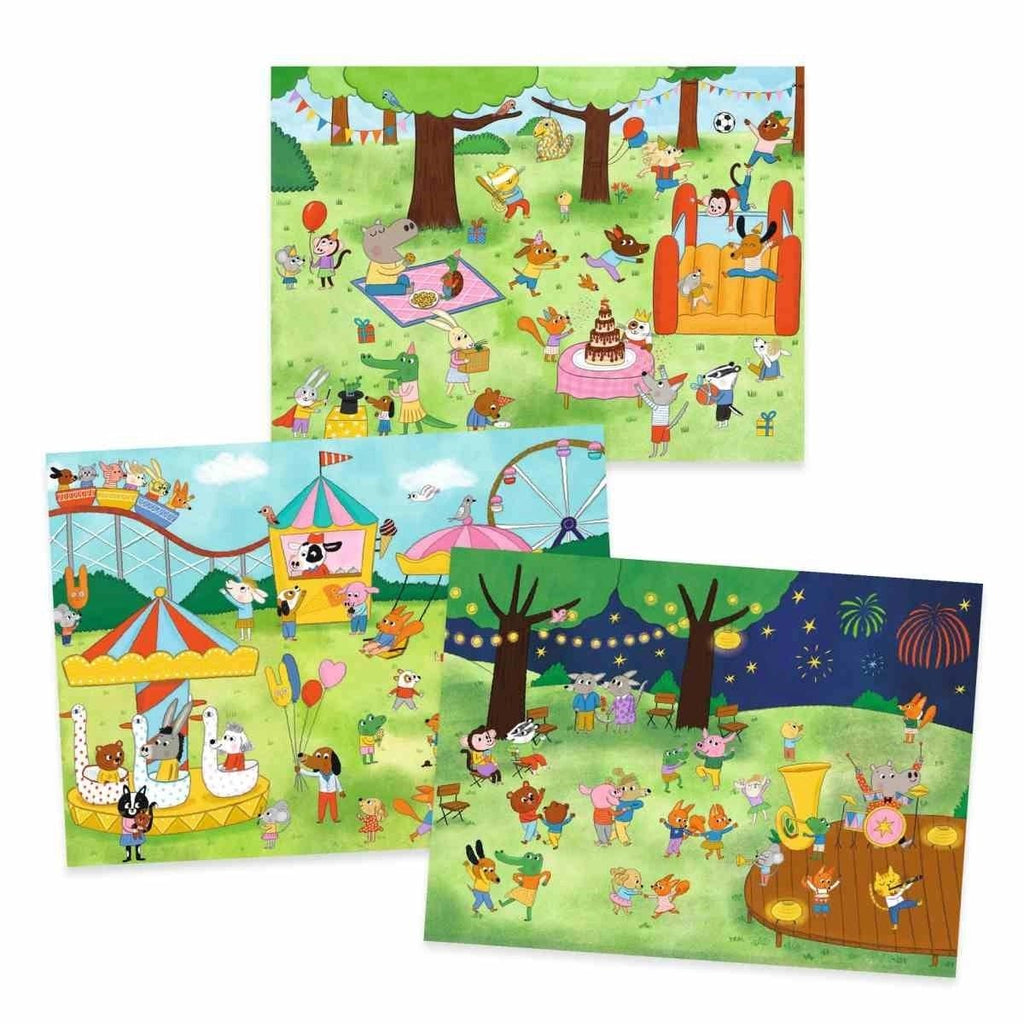 Rubbelbilder Party Time – Djeco Bastelset mit 3 Szenen
