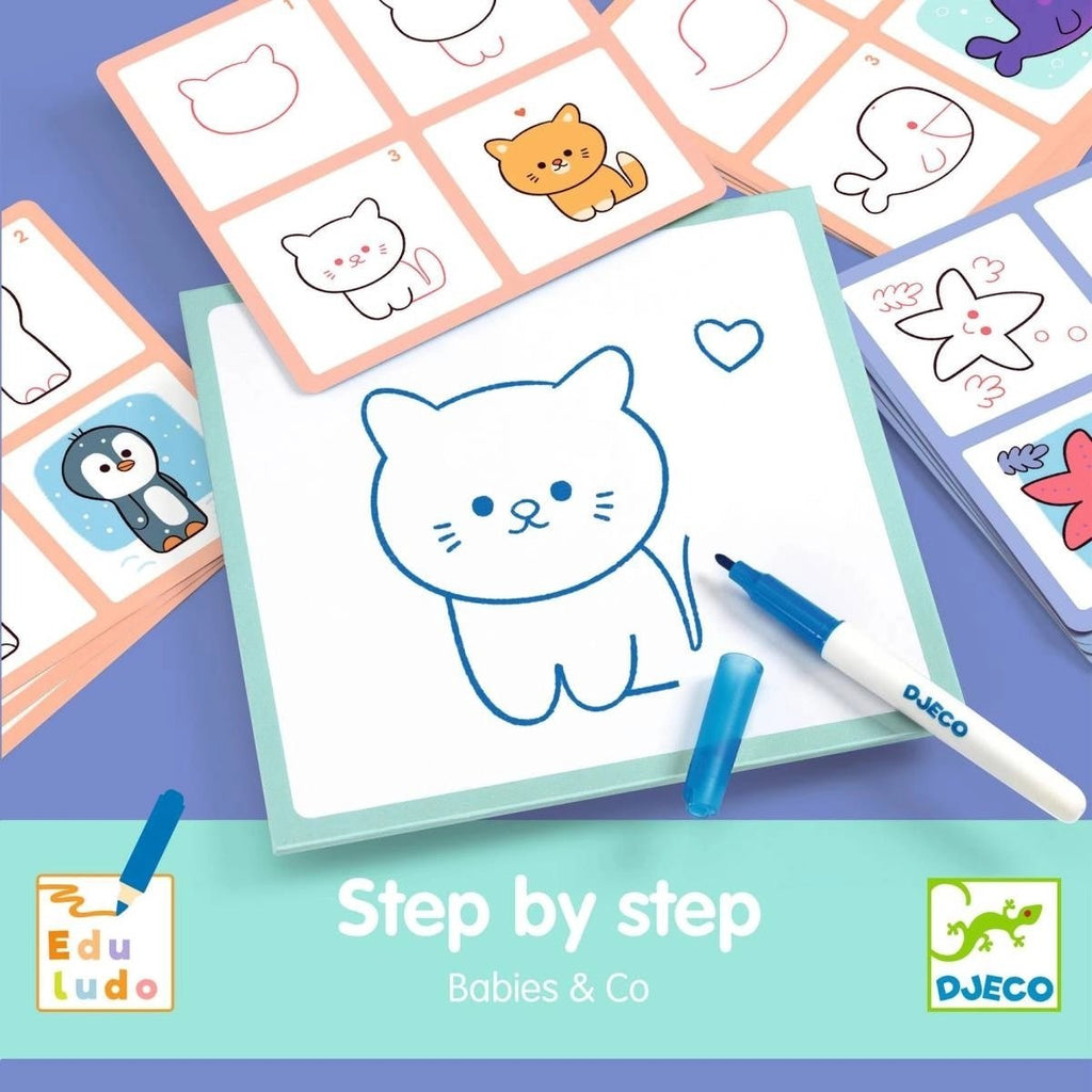 Djeco Step by Step Babies & Co – Zeichnen lernen ab 4 Jahren
