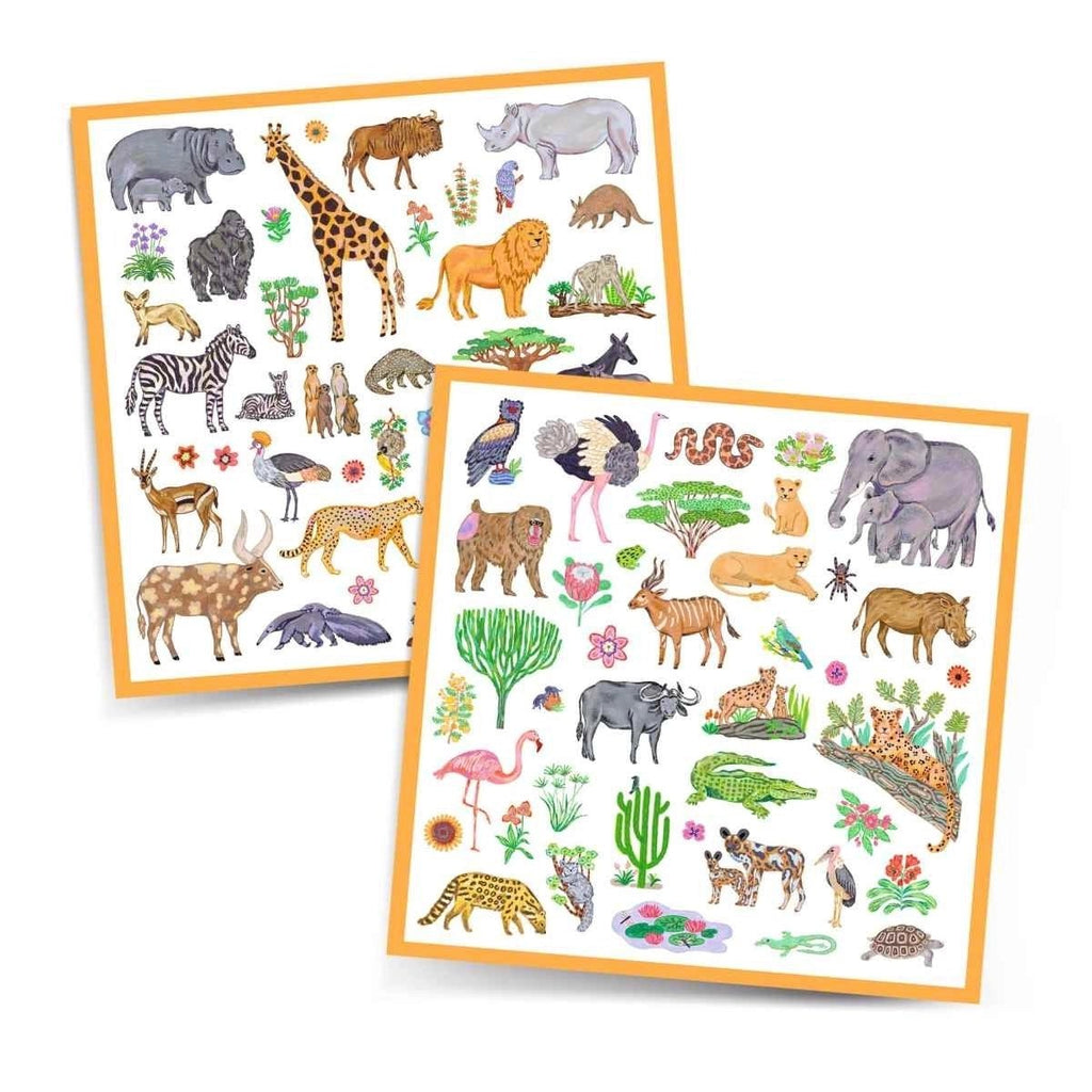Sticker Set Kenia – Djeco Aufkleber mit afrikanischen Tieren
