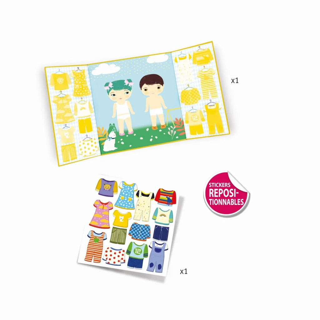 Djeco Sticker-Set Kleidung mit wiederverwendbaren Vinylstickern