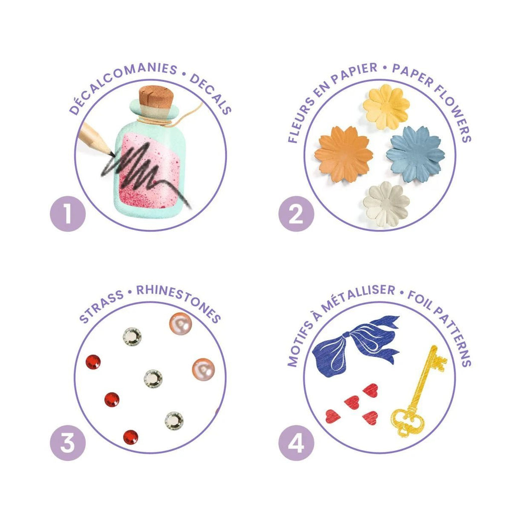 Bastelmaterialien Djeco Wunderland: Rubbelbilder und Sticker
