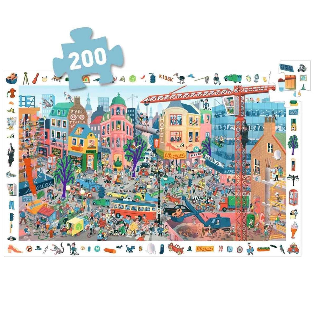 Djeco Stadt Puzzle – 200 Teile Beobachtungsspiel für Kinder

