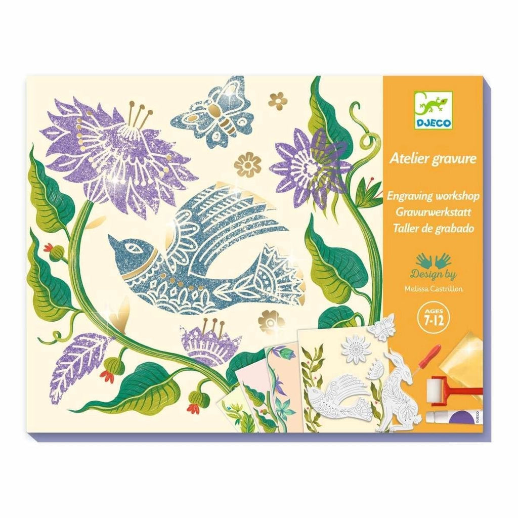 Djeco Workshop Gravur Passionsblume Set mit allen Materialien

