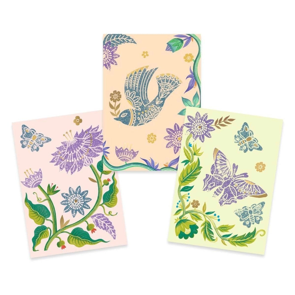 Metallic-Bögen und Motive zum Übertragen im Djeco Set
