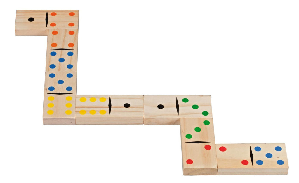 Domino Doppel 6 aus FSC Holz, bunt, großformatige Spielsteine