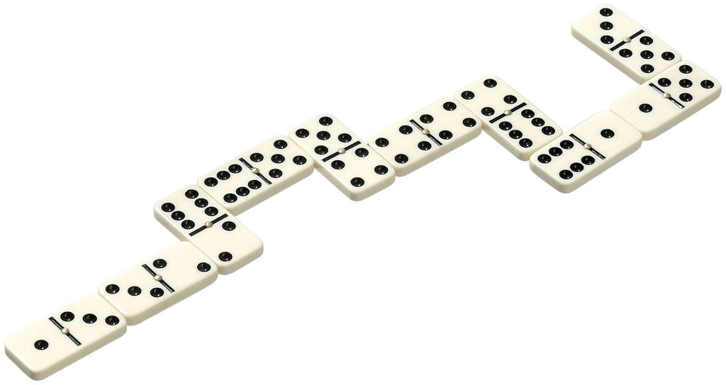 Domino Doppel 6 in grüner Klappkassette mit Tragegriff, 28 Spielsteine
