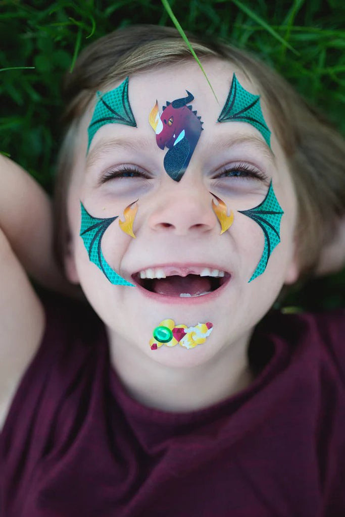 Kinder Drachen Aufkleber Gesicht 8 Stück ab 3 Jahren