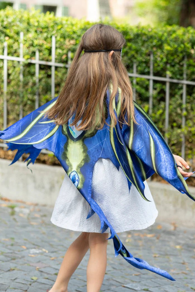 Drachenflügel Kinder blau grün Kostüm mit Maske 4–6 Jahre
